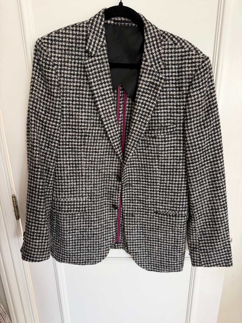 Men's Black & White Houndstooth Sport Coat Blazer